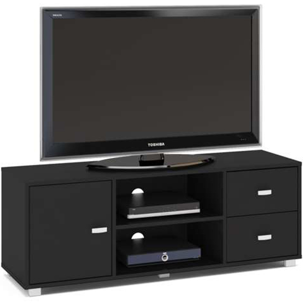 Covent Single Door 2 Drawer 2 Shelf Black TV Unit Image 3