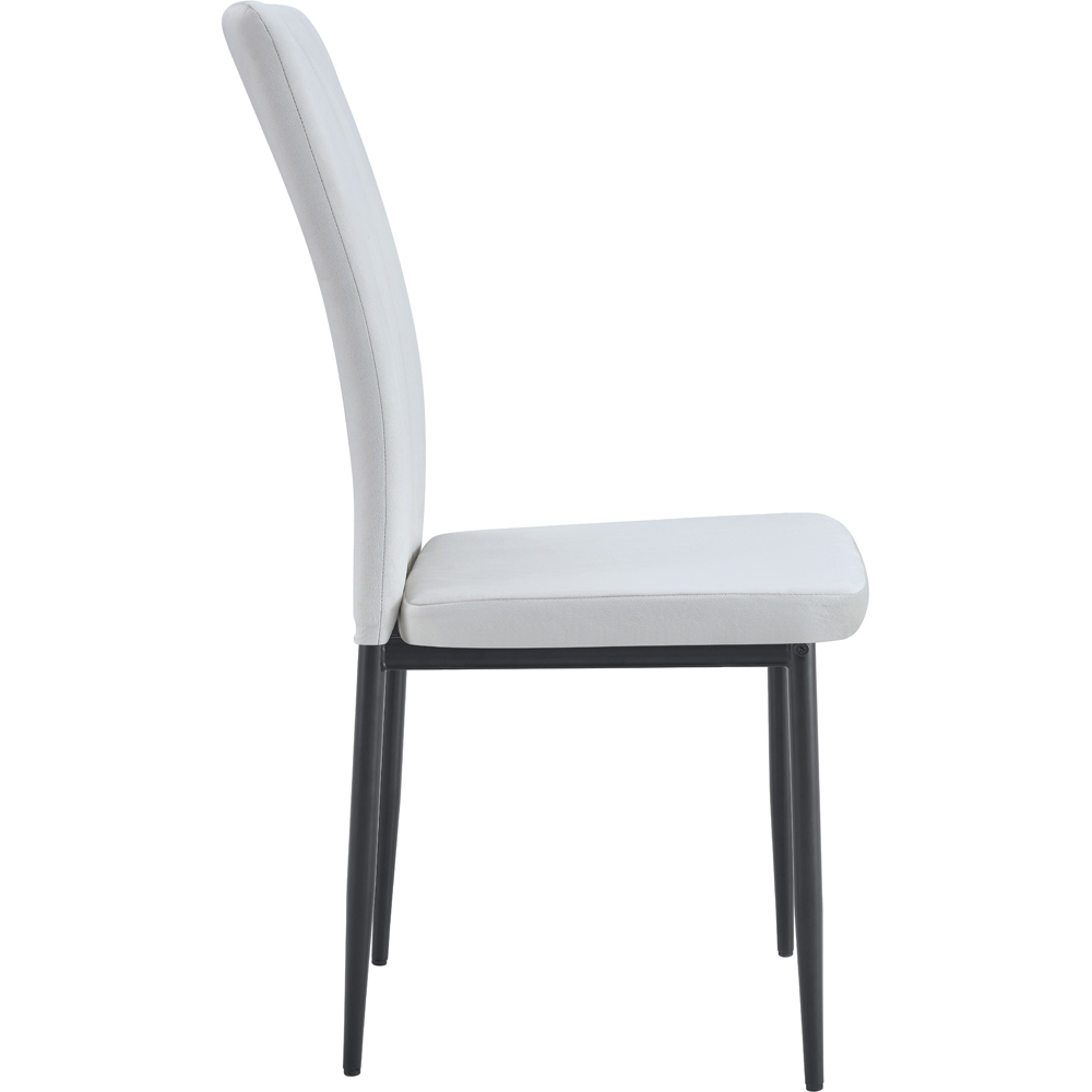 Elle Set of 4 Beige Velvet Effect Plush Padded Upholstered Dining Chair Image 4