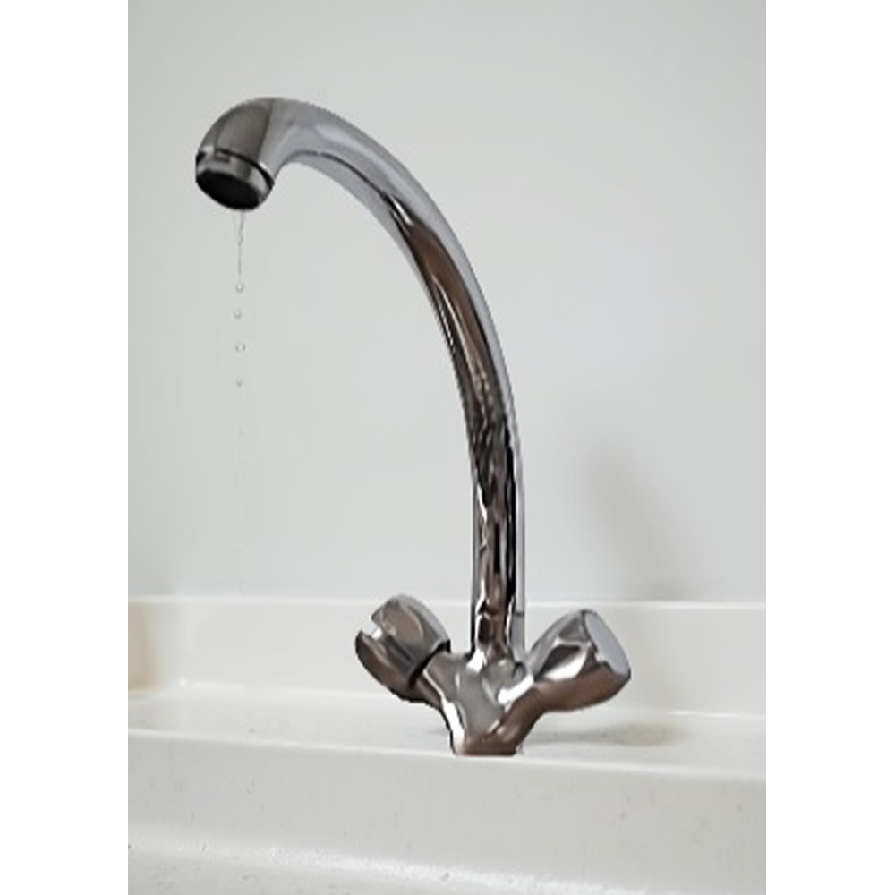 Piralla Dual Flow Swivel Spout Twin Lever Kitchen Tap Image 3