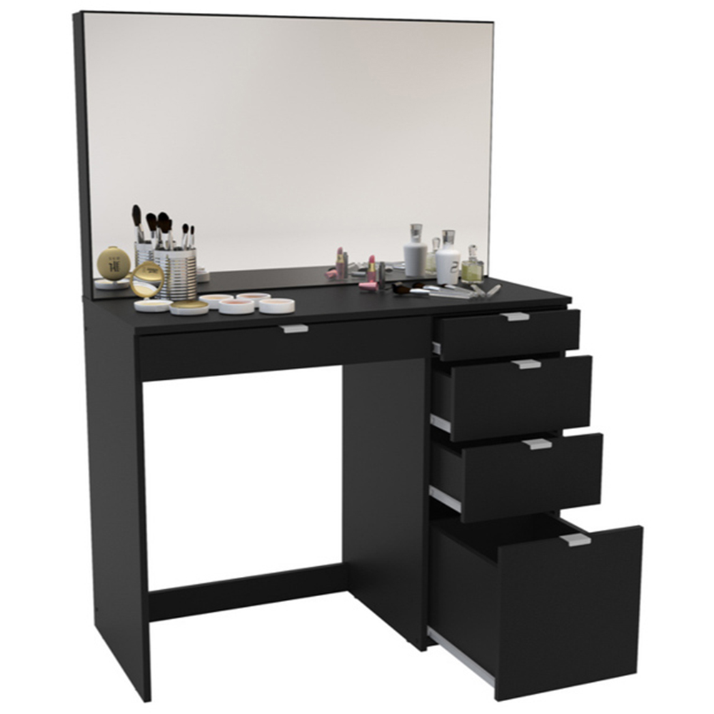 Ava 5 Drawer Black Dressing Table with Mirror Image 5