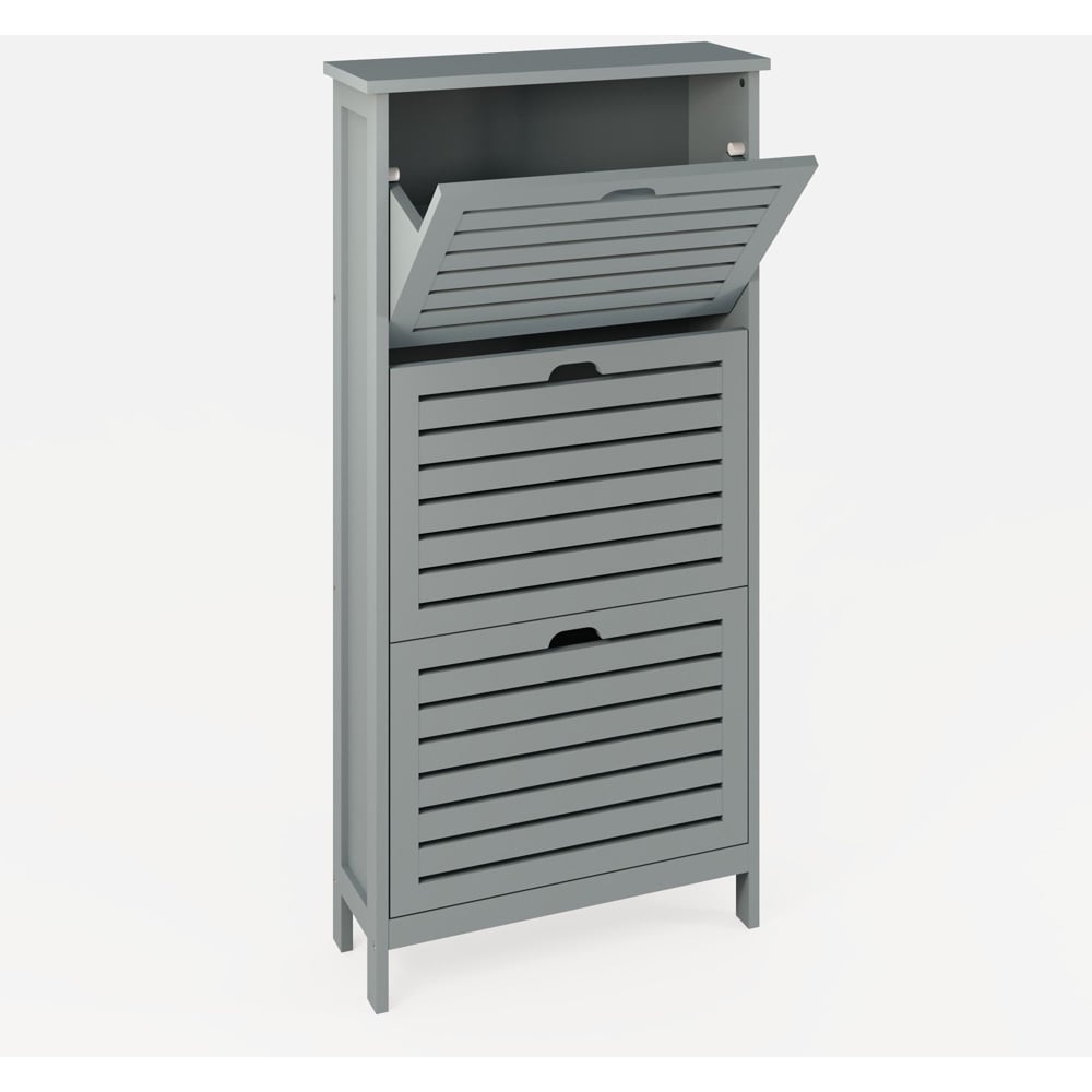 GFW Bergen Grey 3 Tier Shoe Cabinet Image 3