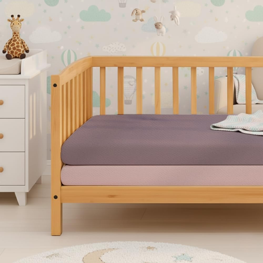 MHG Living Light Pink and Purple Jersey Cotton Fitted Cot Bed Sheet 120 x 60cm 2 Pack Image 2
