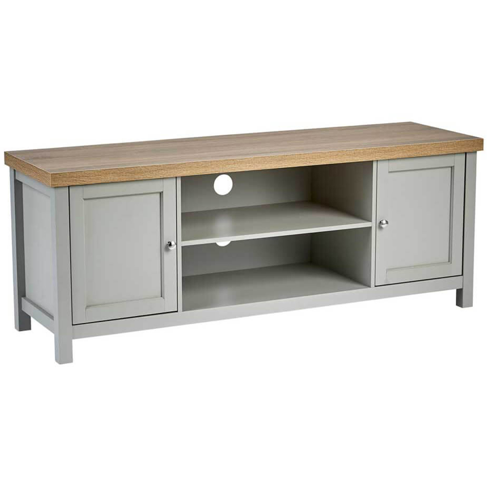 Home Source Avon 2 Door 2 Shelf Large Grey TV Stand with Cable Management Image 2