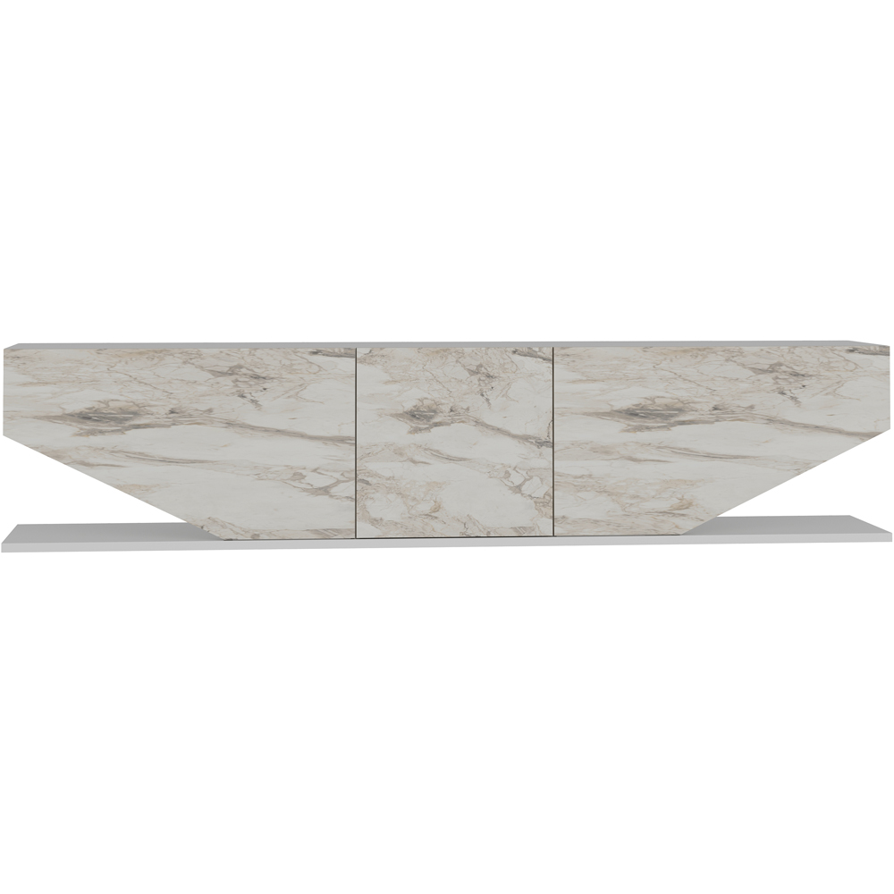 Decorotika Pearl 3 Door 2 Shelf White and White Marble Effect Modern TV Unit Image 2