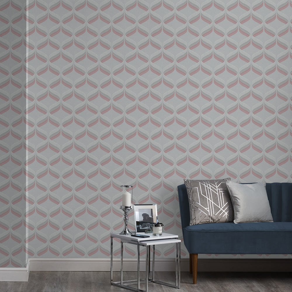 Fresco Retro Ogee Pink Wallpaper Image 3