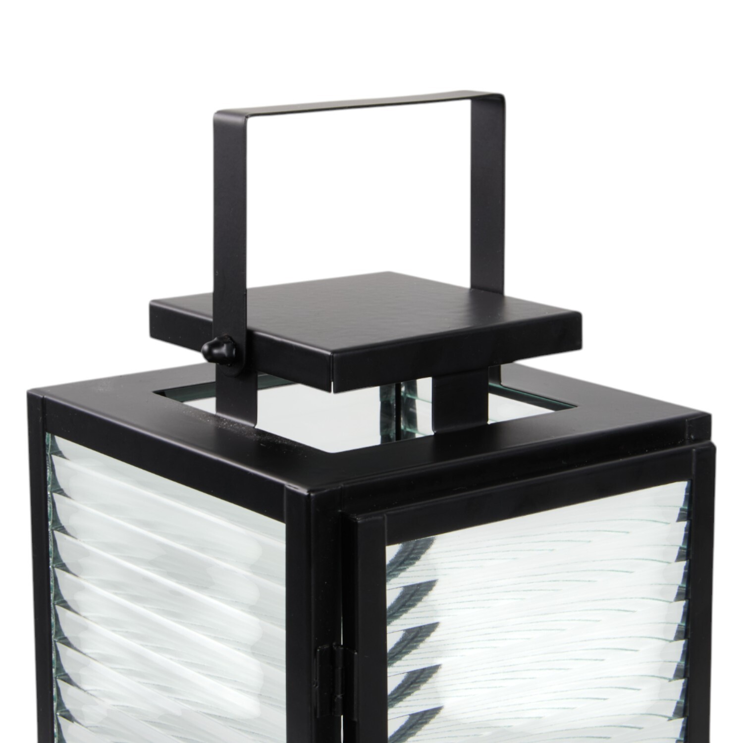 Ribbed Glass Lantern Black Image 4