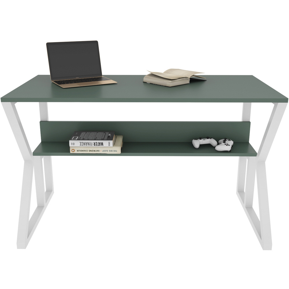 Decorotika Wake Single Shelf Computer Desk Green and White Image 2