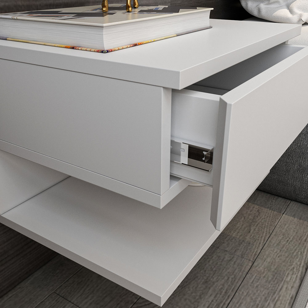 Decorotika Vivid White Minimalist Floating Nightstand Image 6