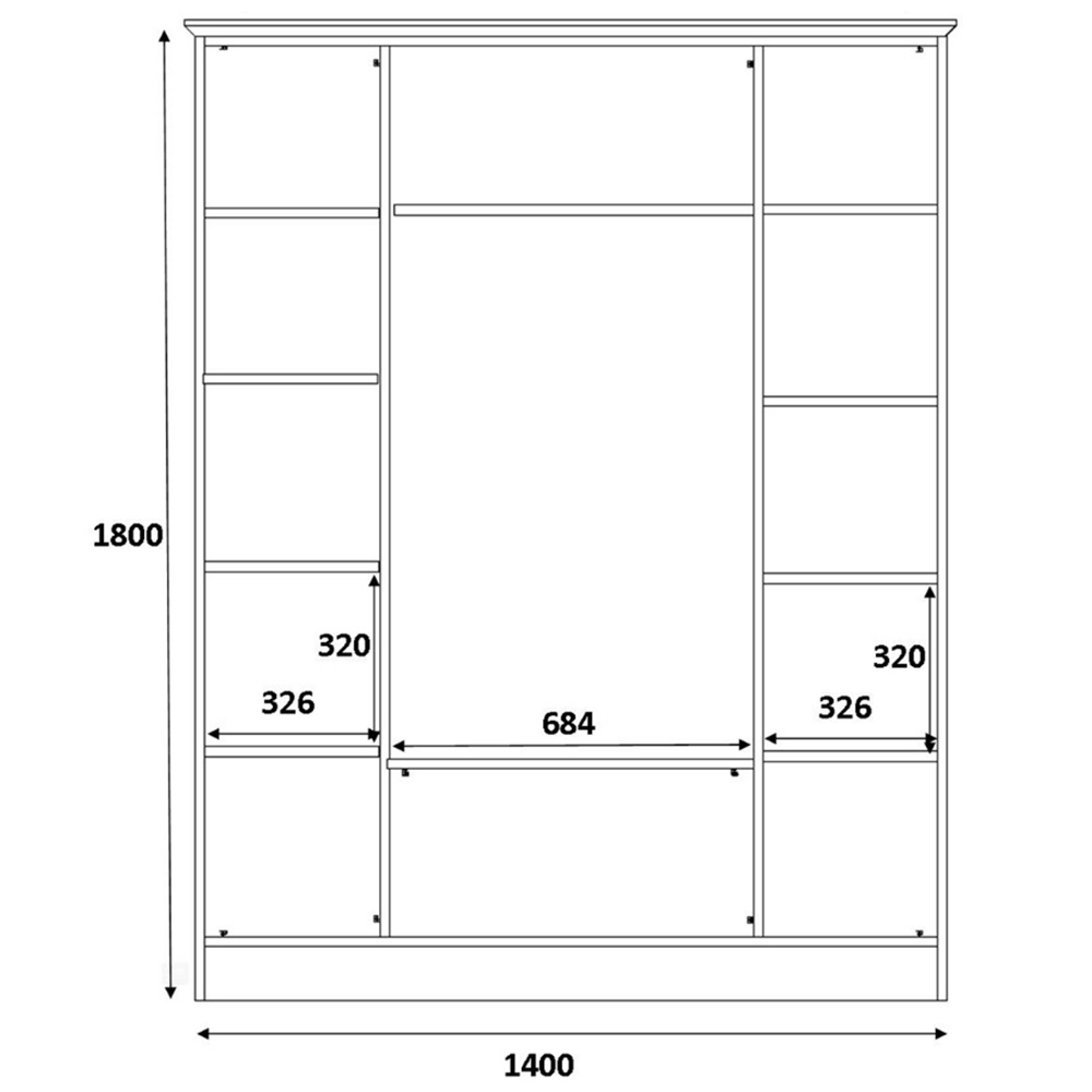 Evu Charlotte 4 Door 2 Drawer White Mirror Wardrobe Image 6