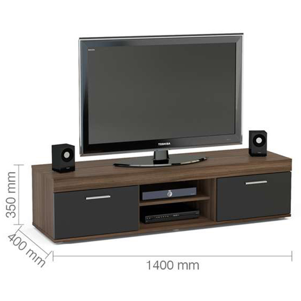 Edgeware 2 Door 2 Shelf Black and Natural TV Unit Image 3