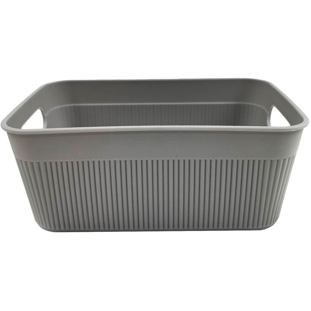 My Home Stripe Storage Basket - Grey / Small Image 1