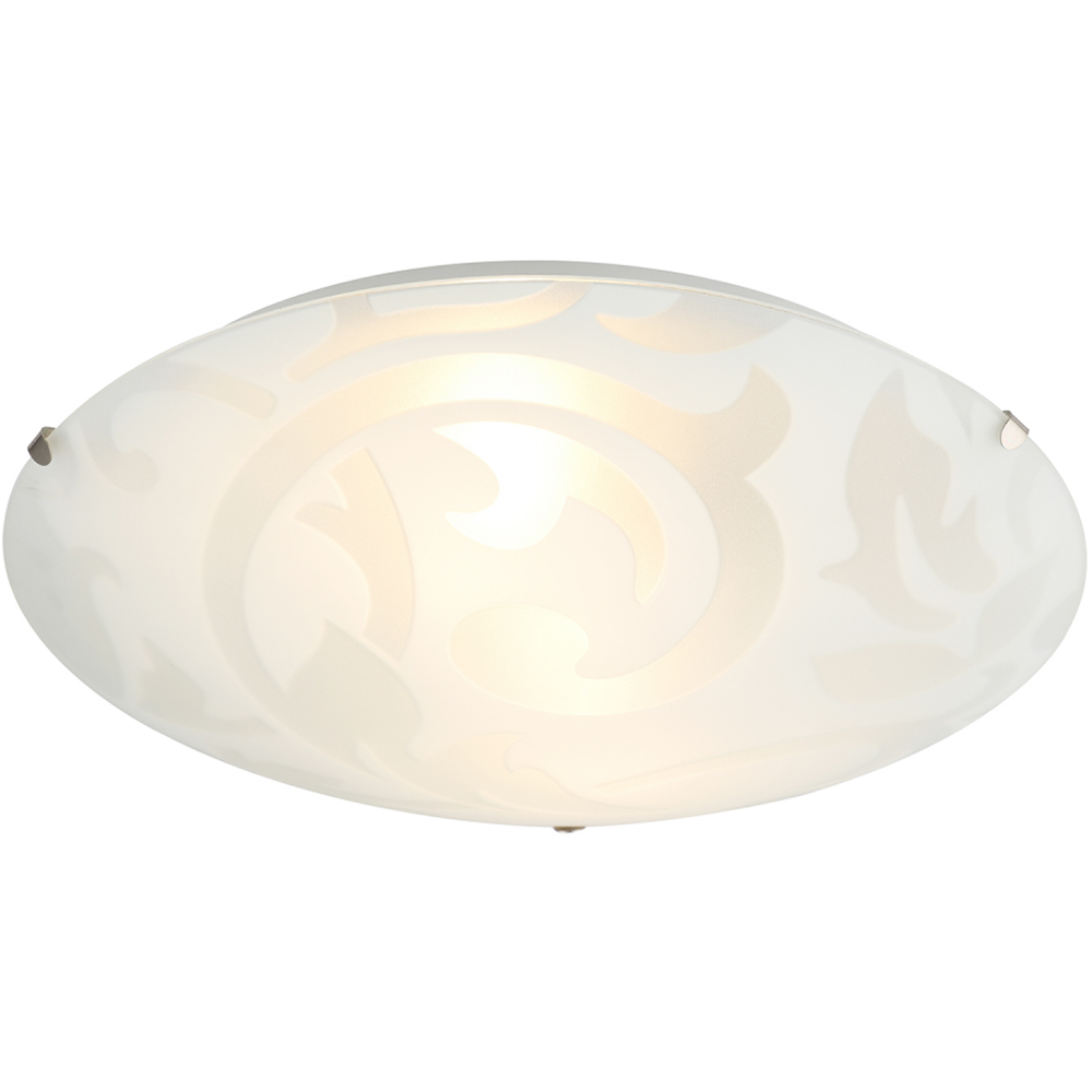 Happy Homewares Floral Circular Frosted White Glass IP20 Flush Ceiling Light Image 3