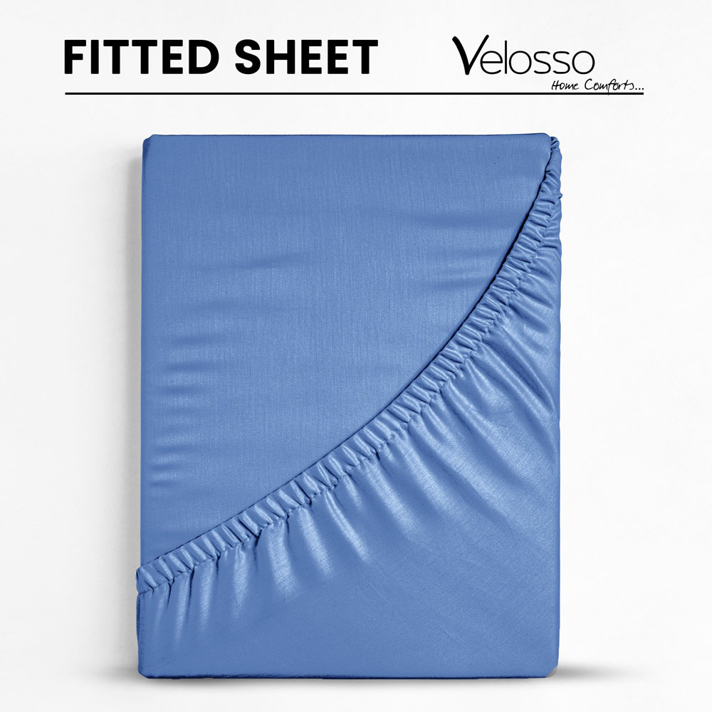 Velosso Microfibre King Size French Blue Fitted Sheet Image 4