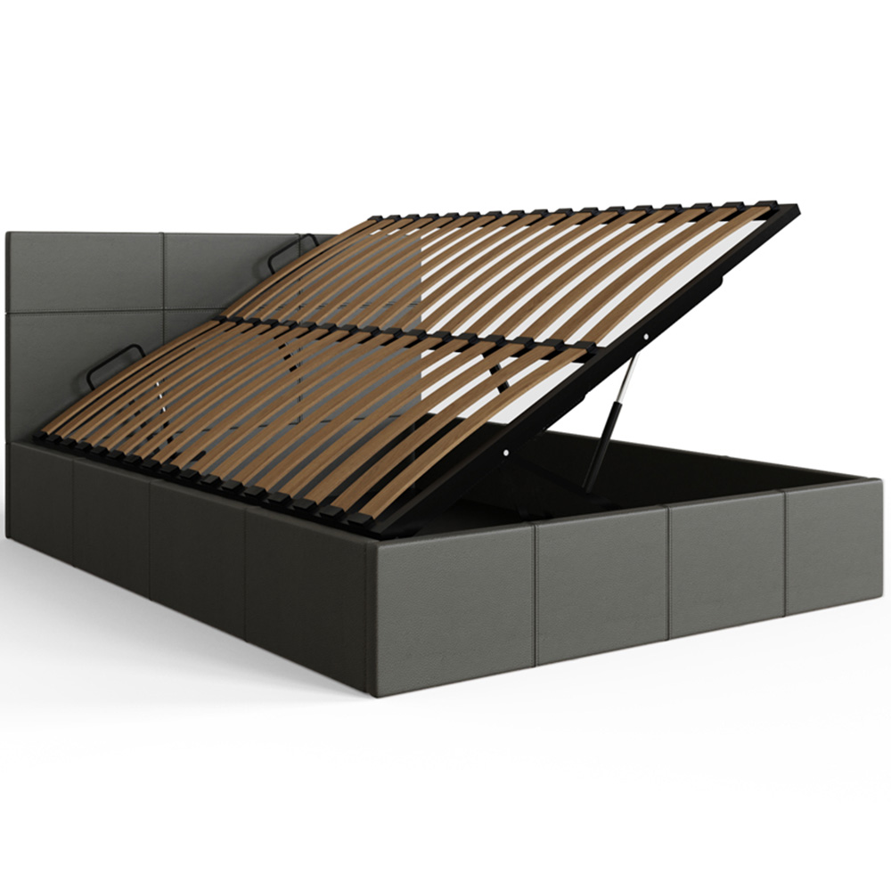 GFW Small Double Grey Faux Leather Side Lift Ottoman Bed with Bonnell Mattress Image 4