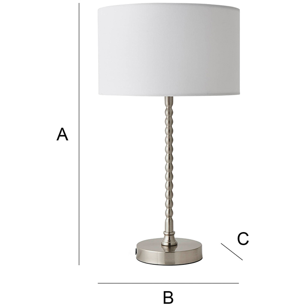 ValueLights Maeve White and Chrome Drum Shade Bobbin Bobble Table Lamp and LED Bulb Image 7