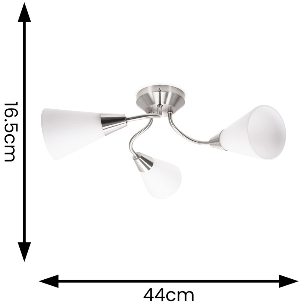 ValueLights Kristina 3 Way Frosted White Shade Silver Metal Flush LED Ceiling Light Image 6