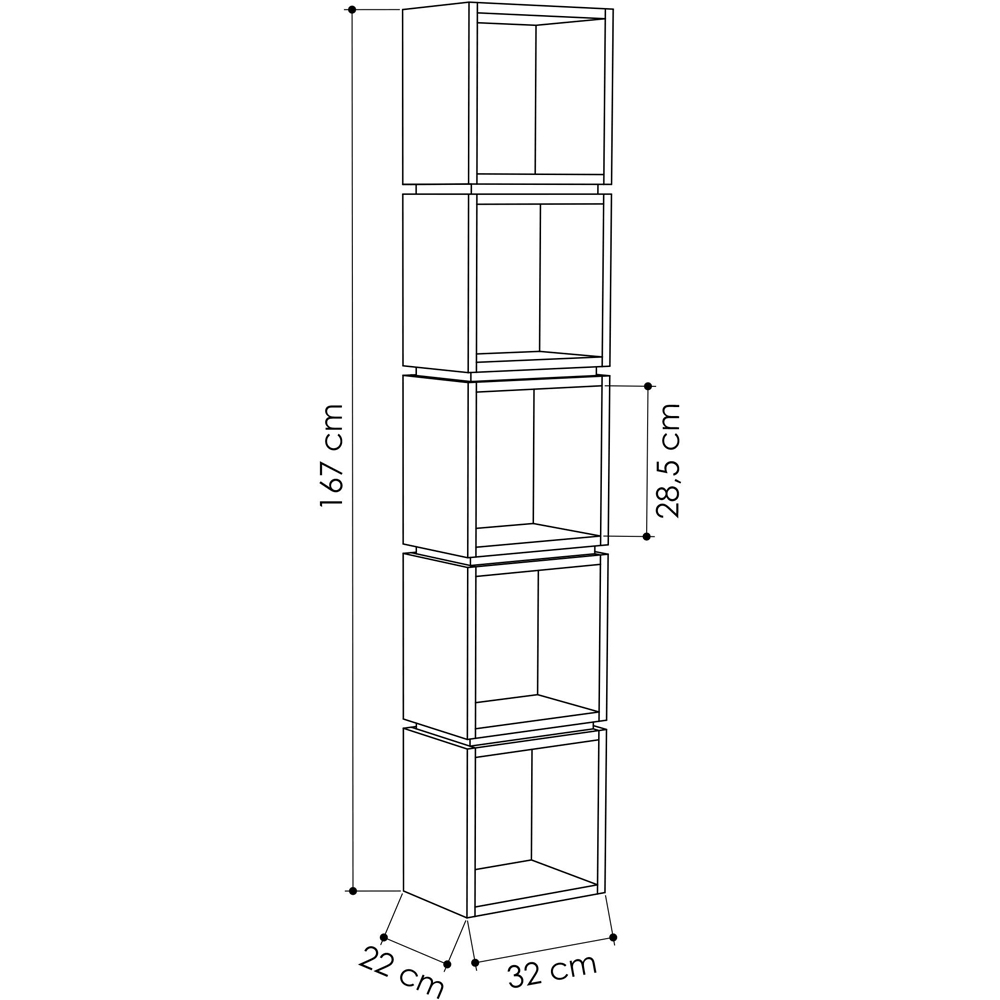 Decortie Multipurpose 5 Shelf Sapphire Oak Silky Black Bookcase Image 7