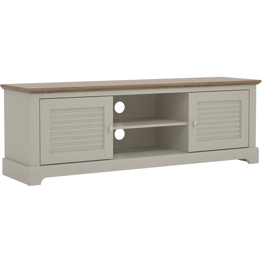 GFW Salcombe 2 Door 2 Shelf Light Grey TV Unit Image 2