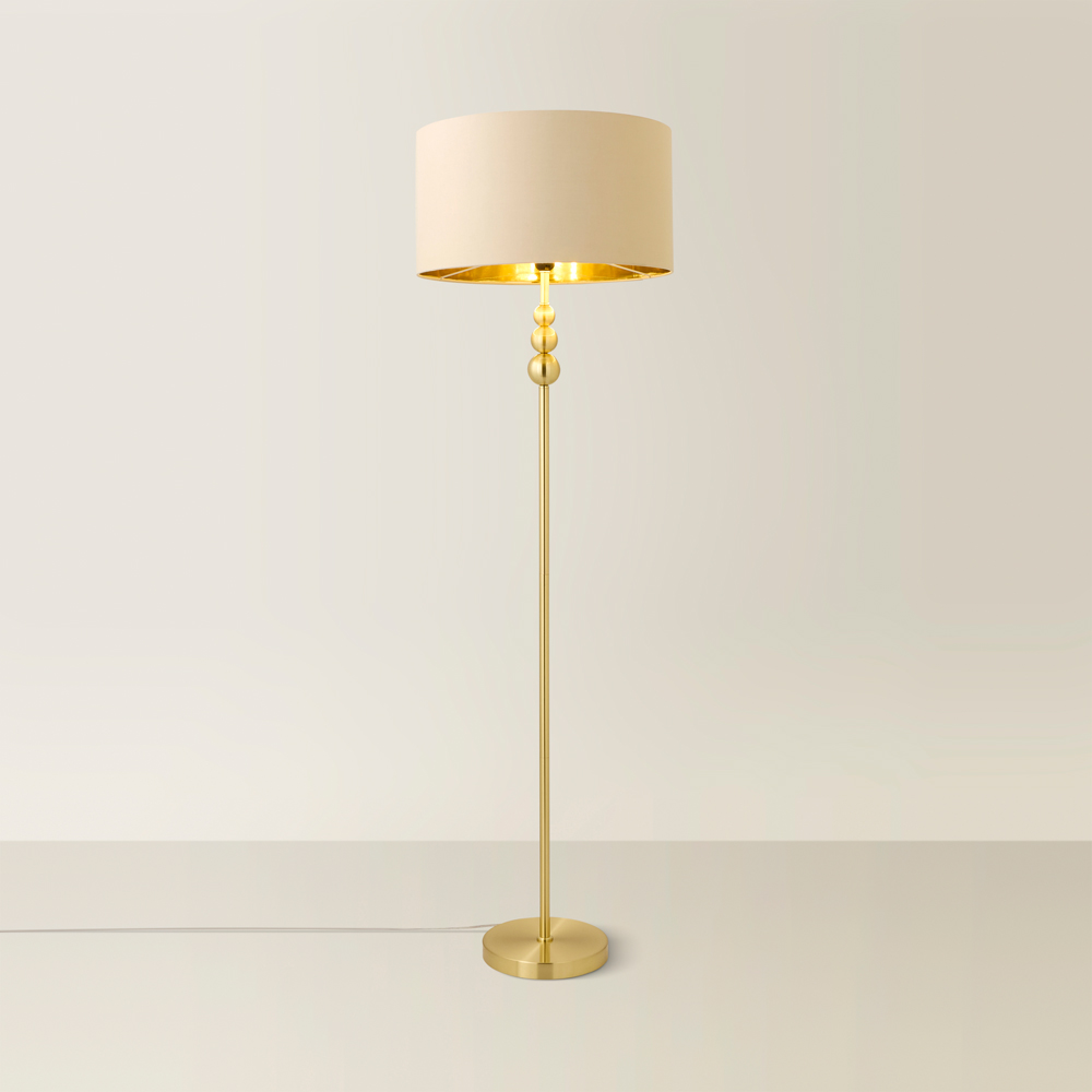 ValueLights Marissa Beige and Gold Shade Gold Ball LED Floor Lamp Image 5