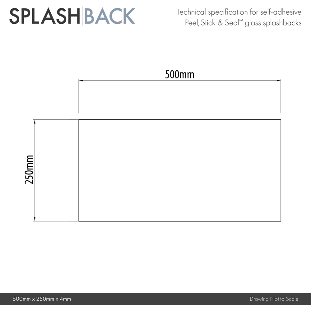 Splashback Charcoal Grey Toughened Glass Self Adhesive Bathroom Splashback 250 x 500mm Image 7