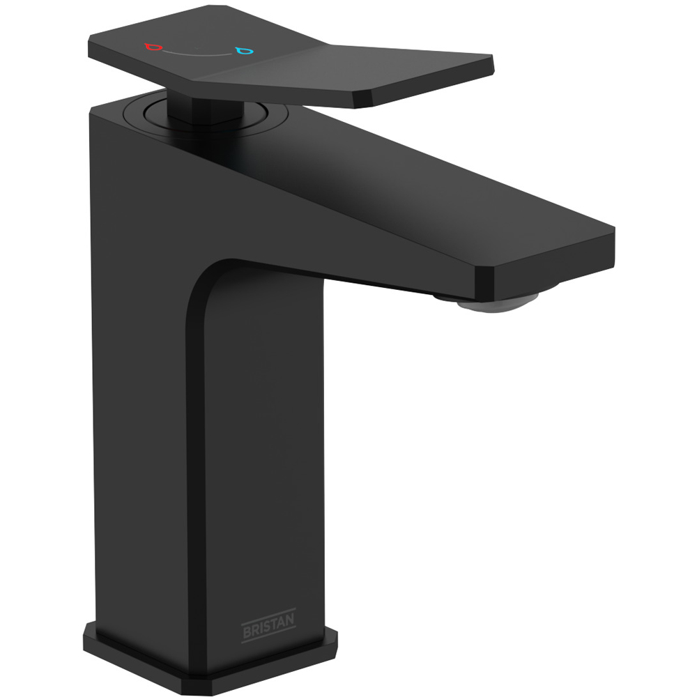 Bristan Tangram Matt Black Cool Start Basin Mixer with Clicker Waste Image 3