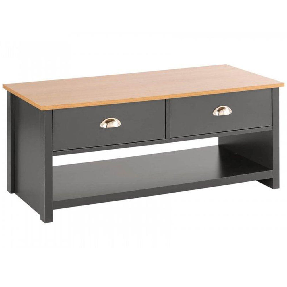 Home Source Camden 2 Drawer Single Shelf Graphite Coffee Table Image 2