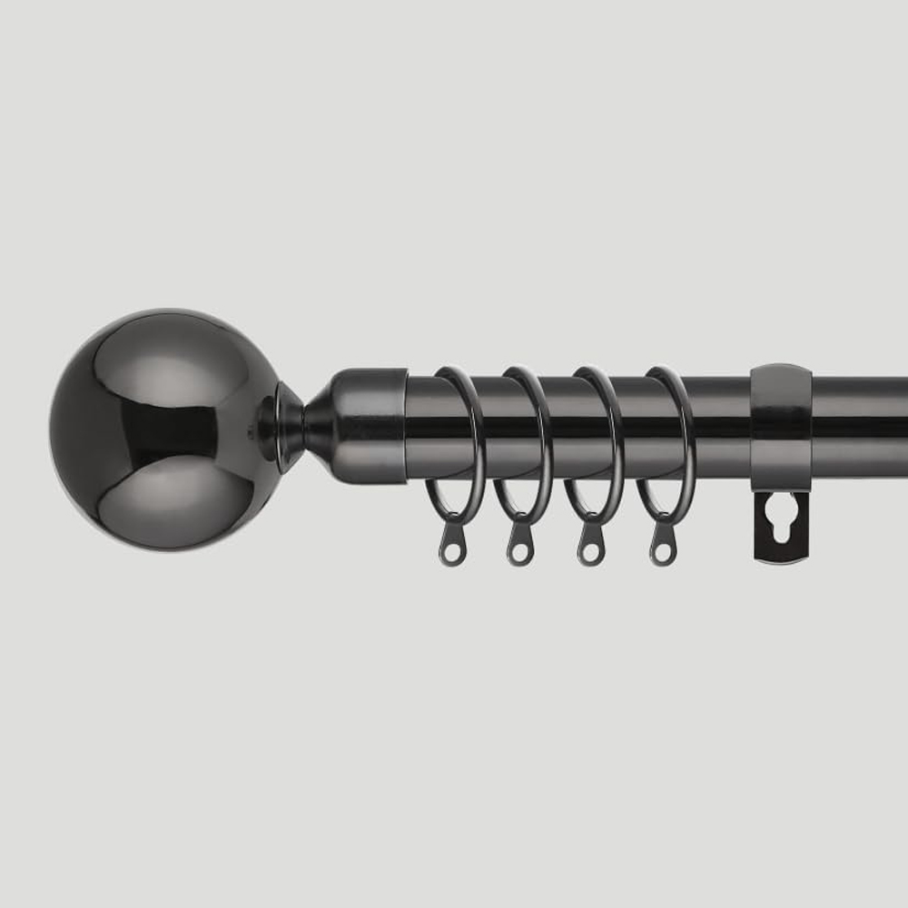 Home Treats 40 to 218cm Extendable Black Nickel Metal Round Curtain Pole Image 5