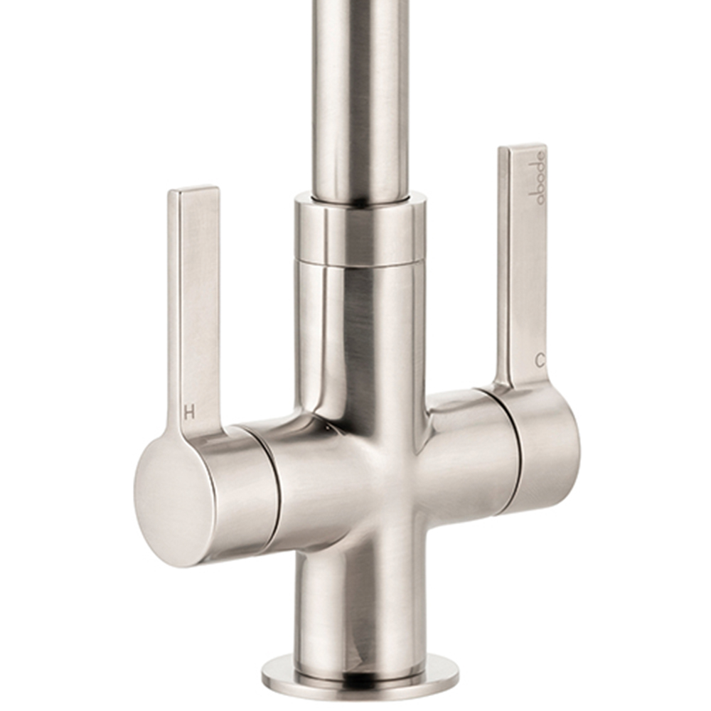 Pico Quad Brushed Nickel Dual Lever Mono Kitchen Tap Image 3