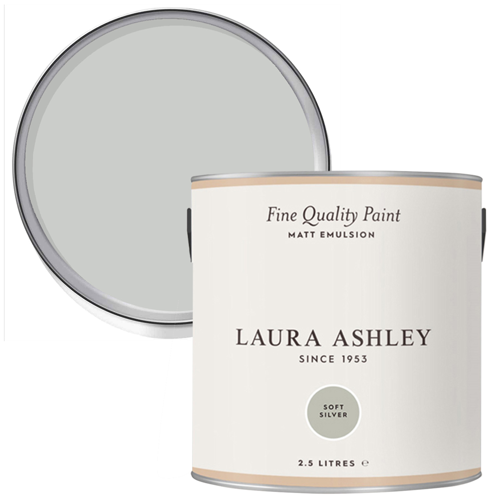 Laura Ashley Soft Silver Matt Emulsion Paint 2.5L Image 1