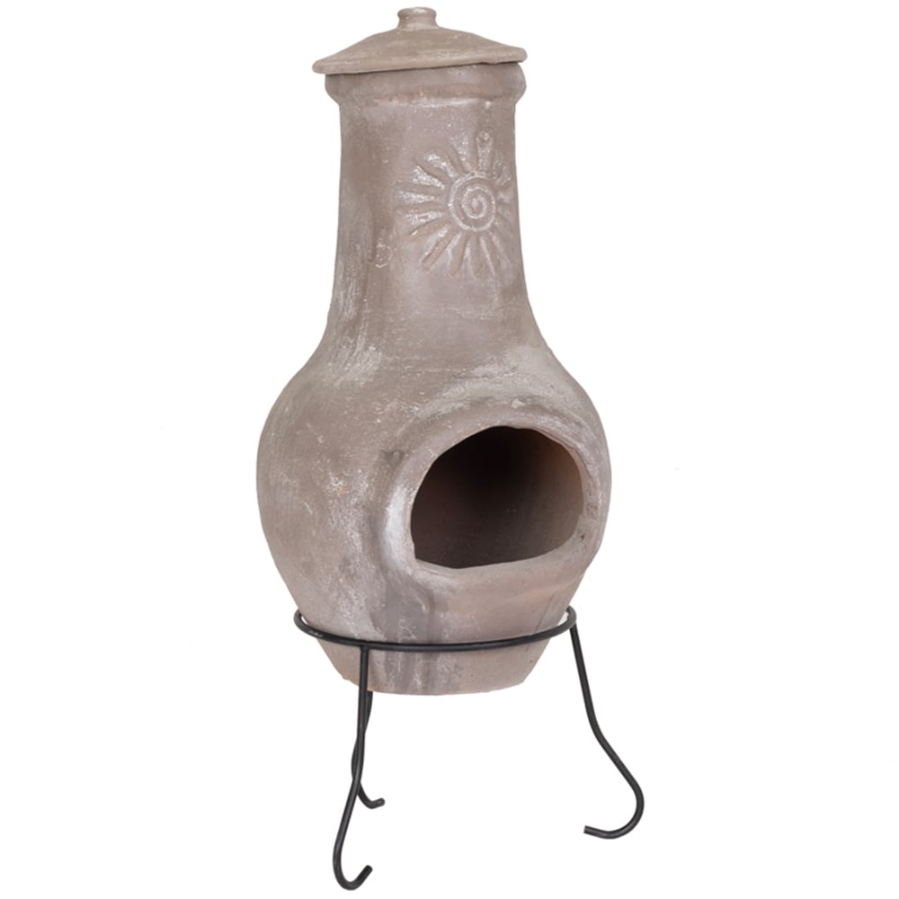 Charles Bentley Medium Natural Clay Chiminea Sun Design Image 3
