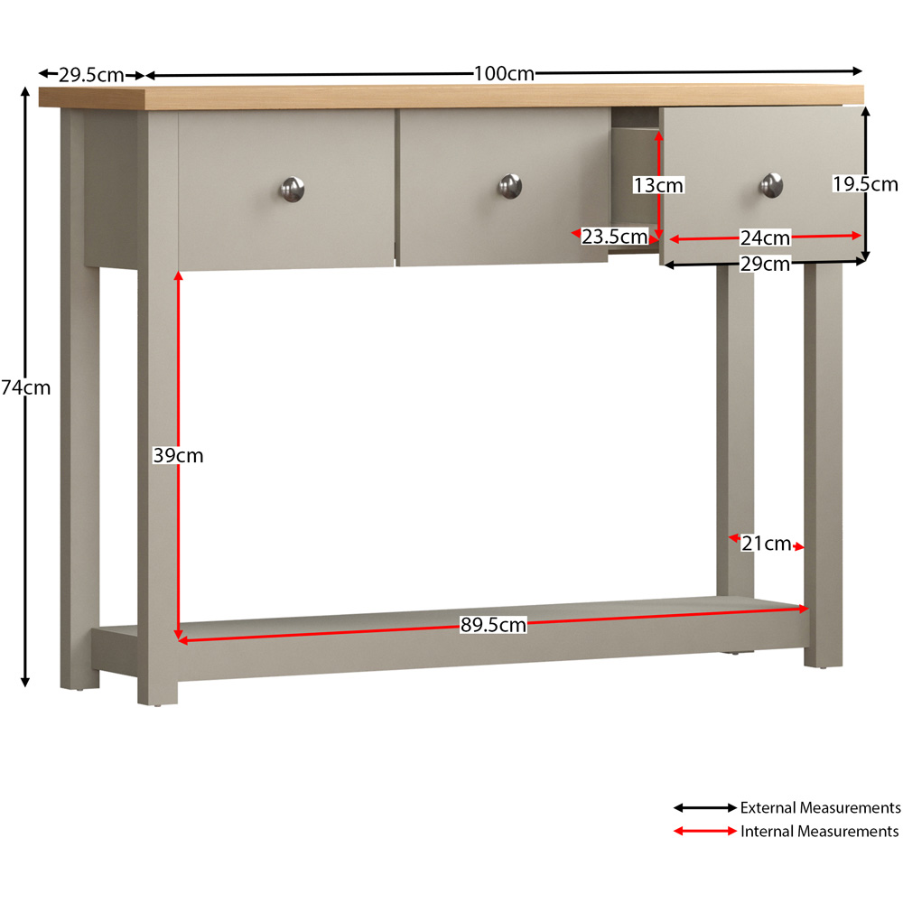 Vida Designs Arlington 3 Drawer Grey and Oak Console Table Image 7
