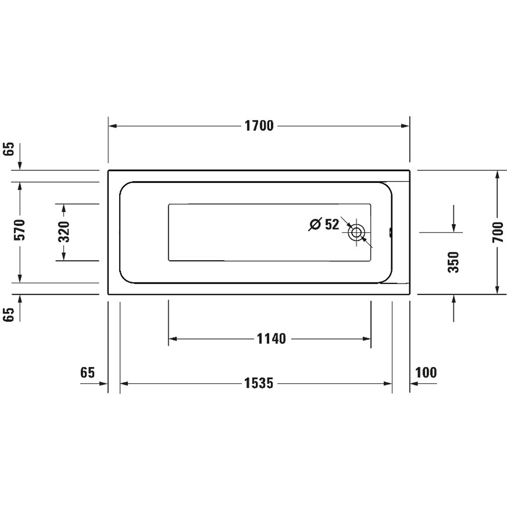 Duravit D-Code White Single Ended Bathtub 1700 x 700mm Image 2
