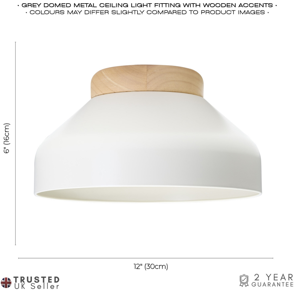 Happy Homewares Muted Dove Grey Contemporary Scandinavian Designed Semi-Flush Ceiling Light Image 5