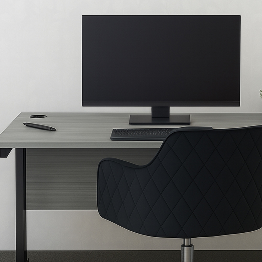 Kosy Koala Grey Wooden Office Desk with Black Velvet Upholstered Chair Image 2