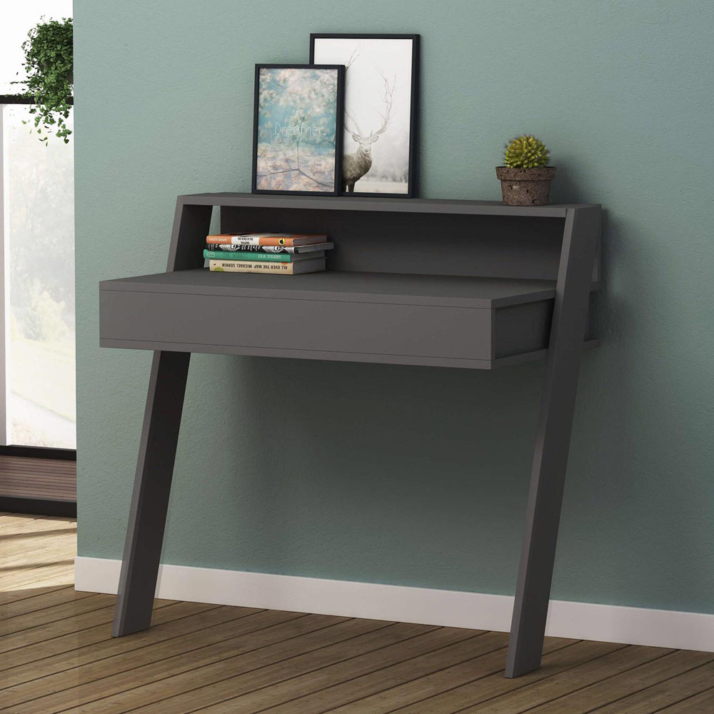 FWStyle Cowork Single Drawer Single Shelf Anthracite Wall Mounted Desk Image 3