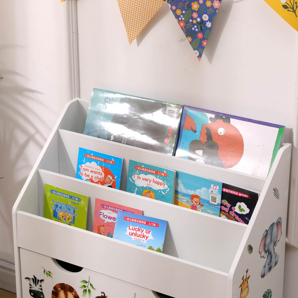FurnitureHMD Single Drawer 3 Shelf White Kids Bookshelf Image 6