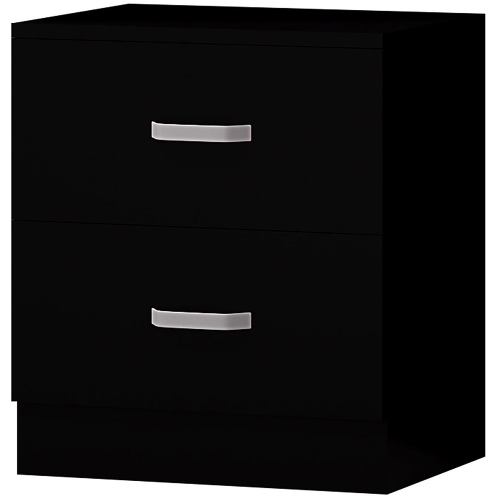 FWStyle Tunis 2 Drawer Matt Black Bedside Table Image 2