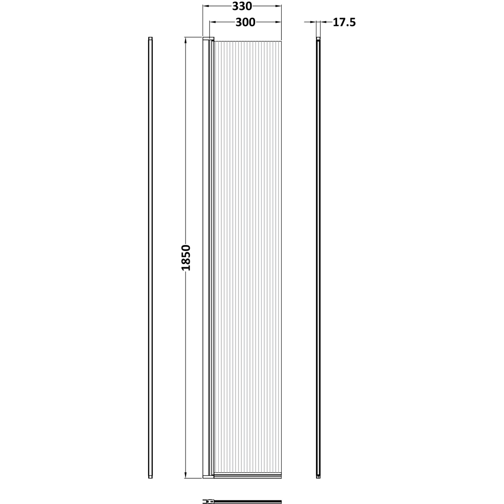 nuie Polished Chrome Fluted Hinged Flipper Screen 300mm Image 2