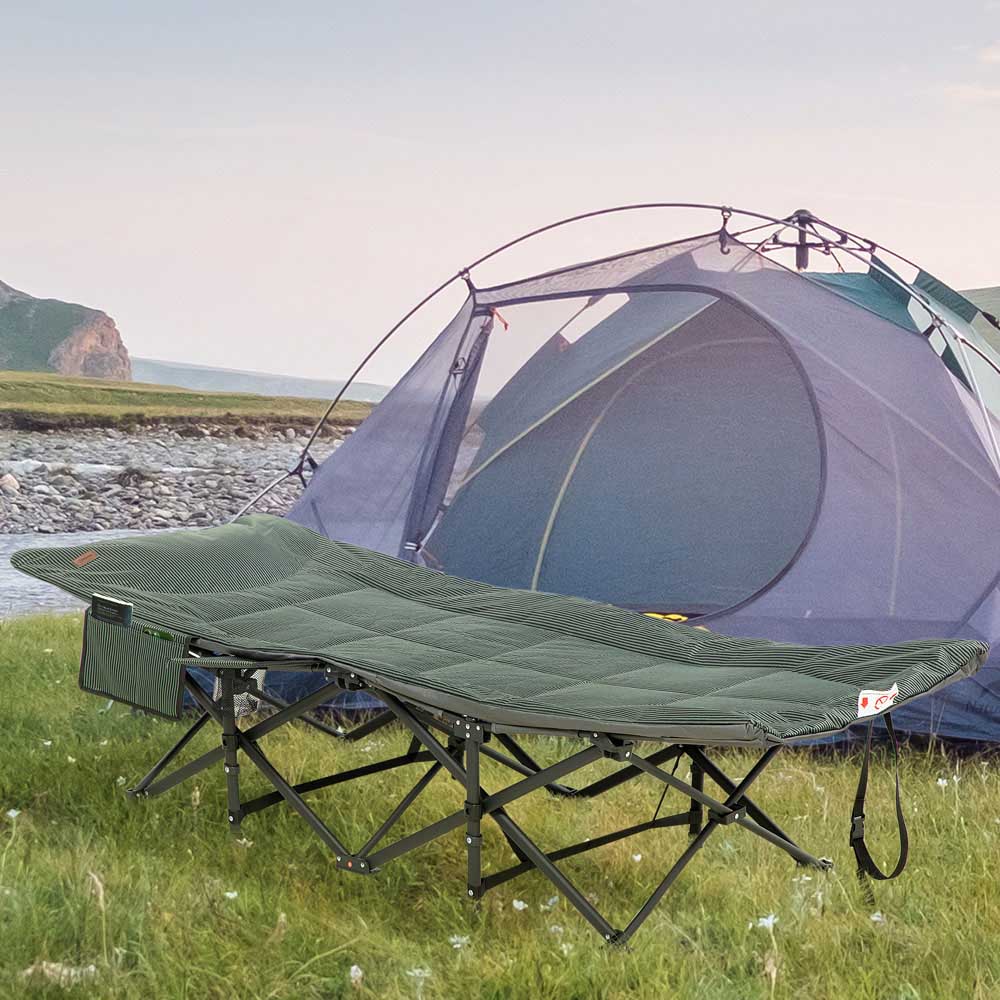 Outsunny Foldable Camping Lounger Grey Image 2