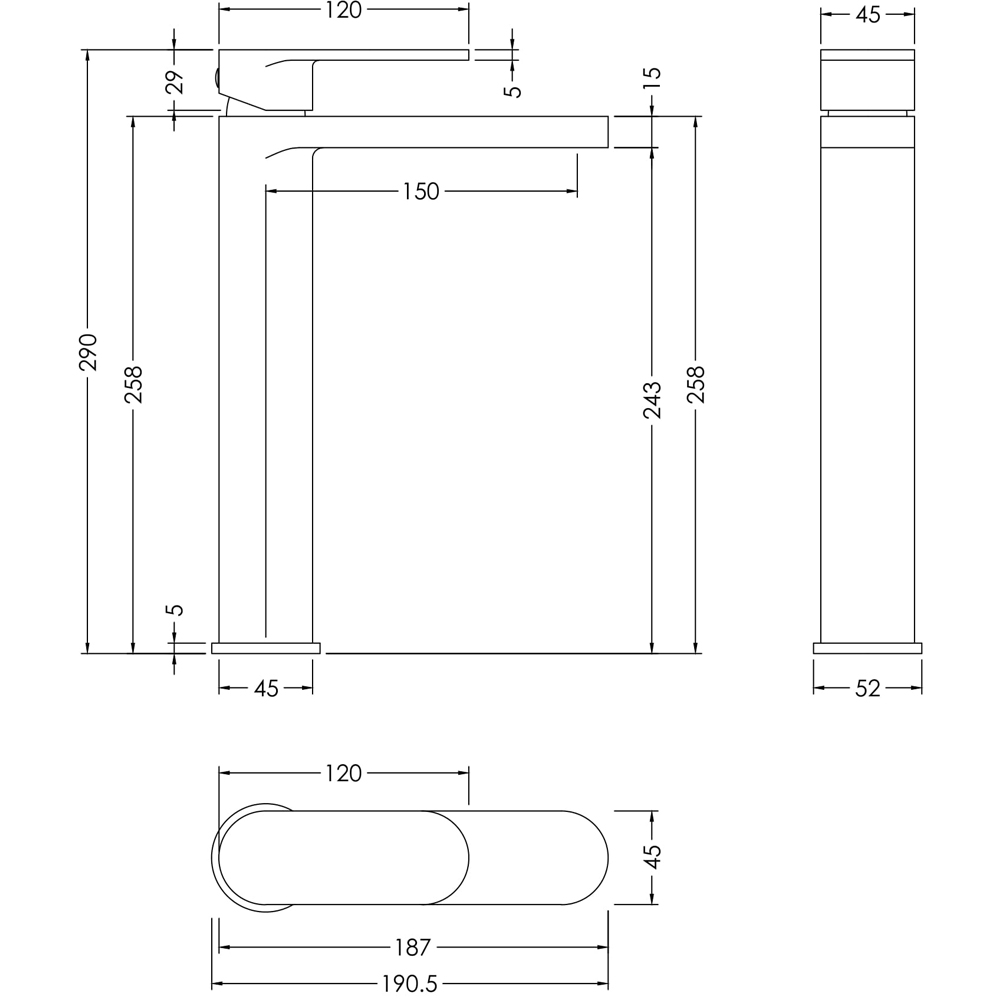 nuie Brushed Bronze High Rise Mono Basin Mixer Image 2