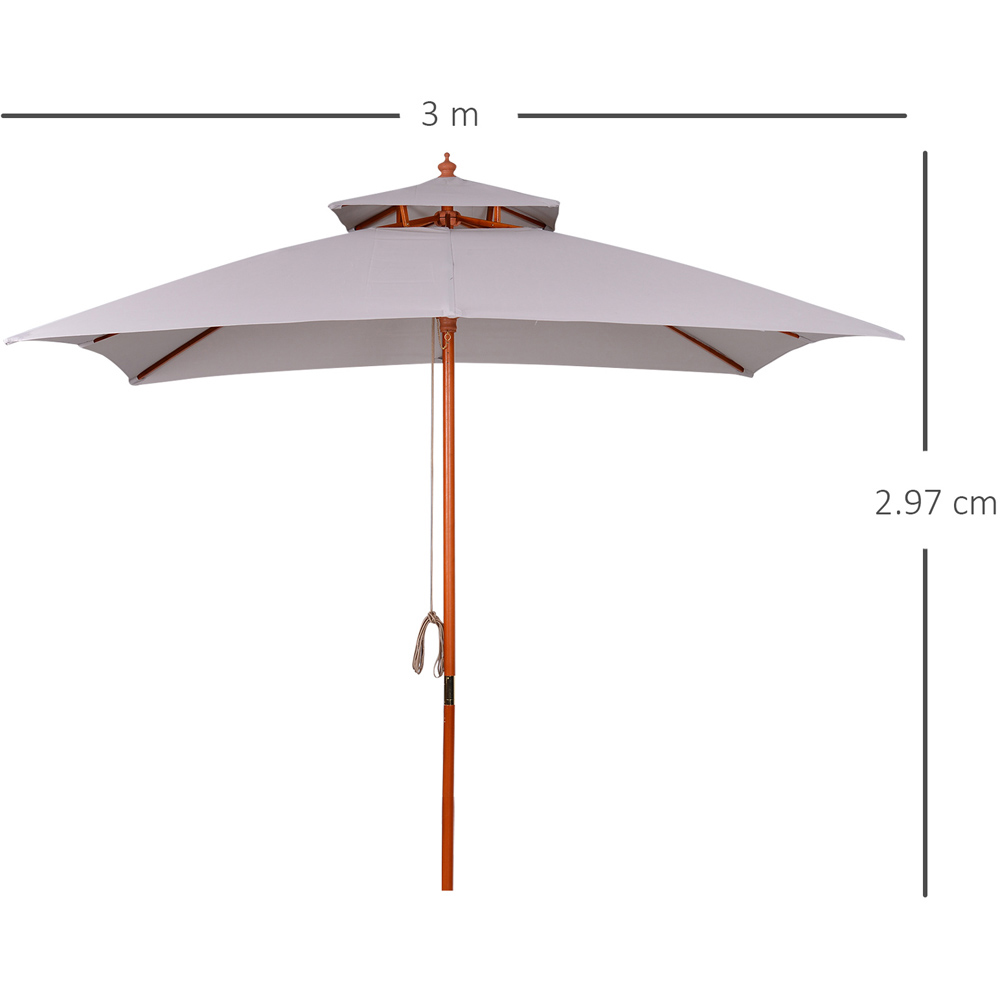 Outsunny Grey 2 Tier Square Parasol 3m Image 9
