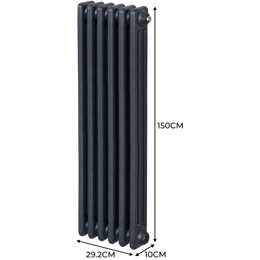 Monster Shop 3523 BTU Anthracite Grey Traditional 3 Column Radiator 1500 x 292mm Image 6