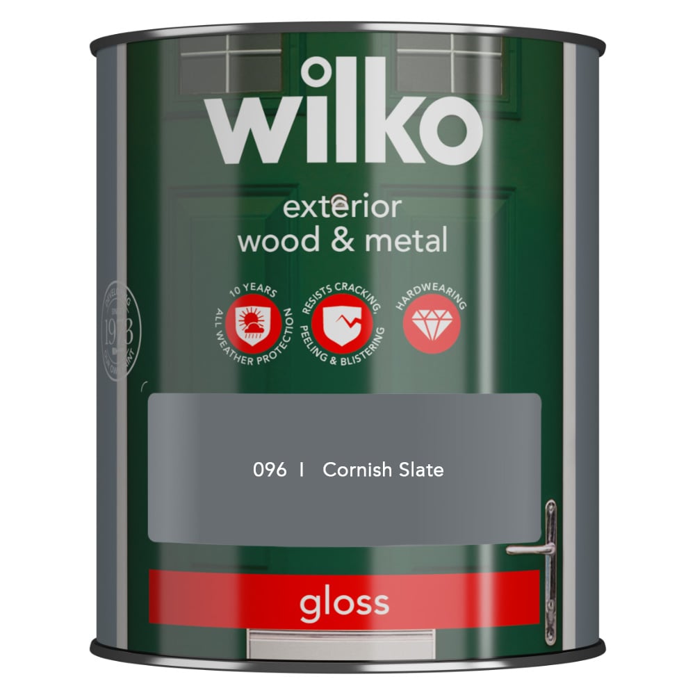 Wilko Wood & Metal Cornish Slate Gloss Finish Paint 750ml Image 2