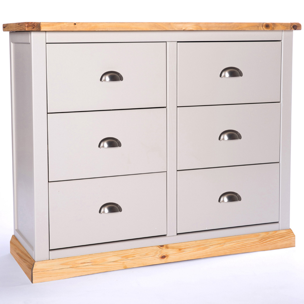 Cabinet Bits Bomporto 6 Drawer Grey Chrome Cup Handle Chest of Drawers Image 3