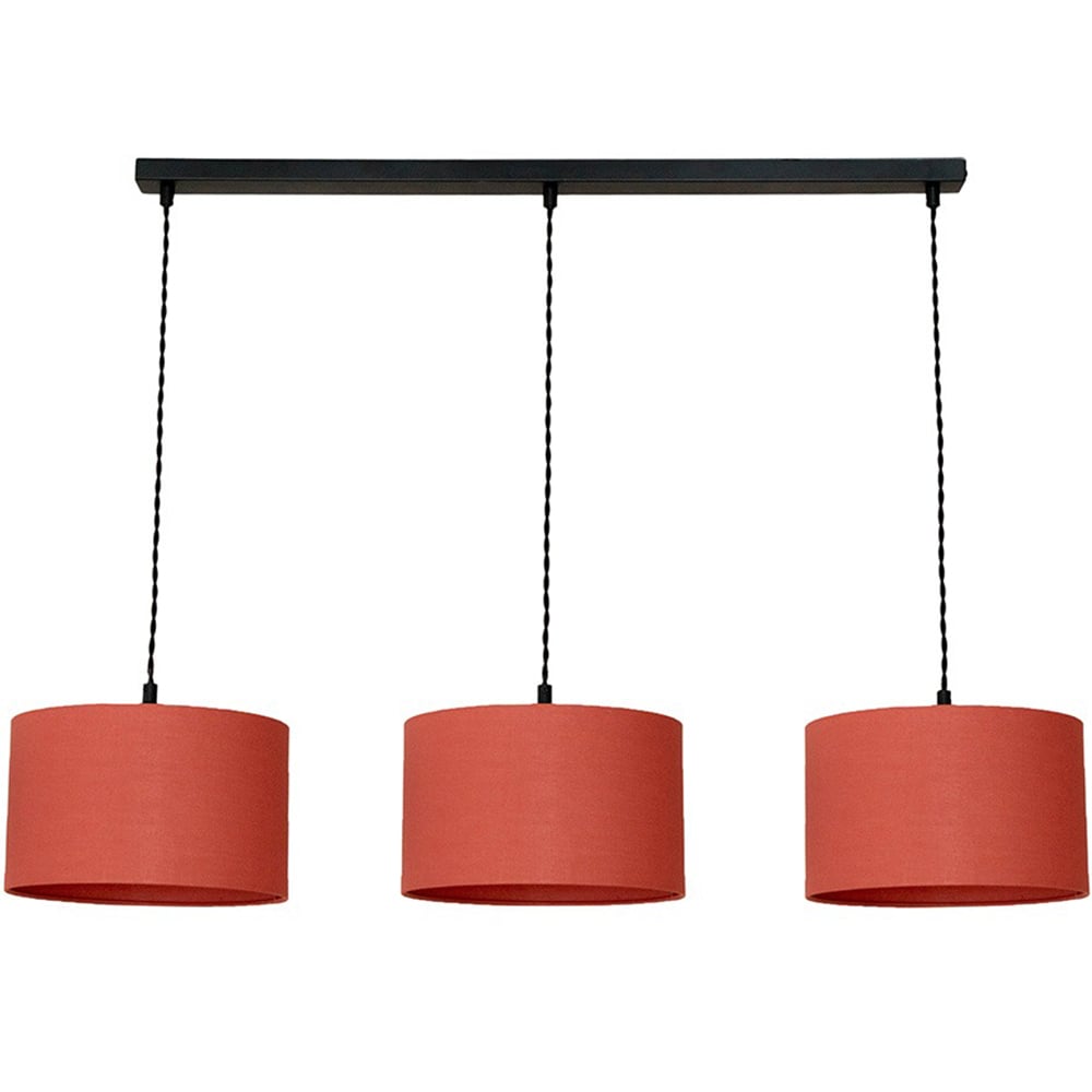ValueLights Reni Rust Drum Shade 3 Drop Bar Matte Black Diner LED Ceiling Light Image 1