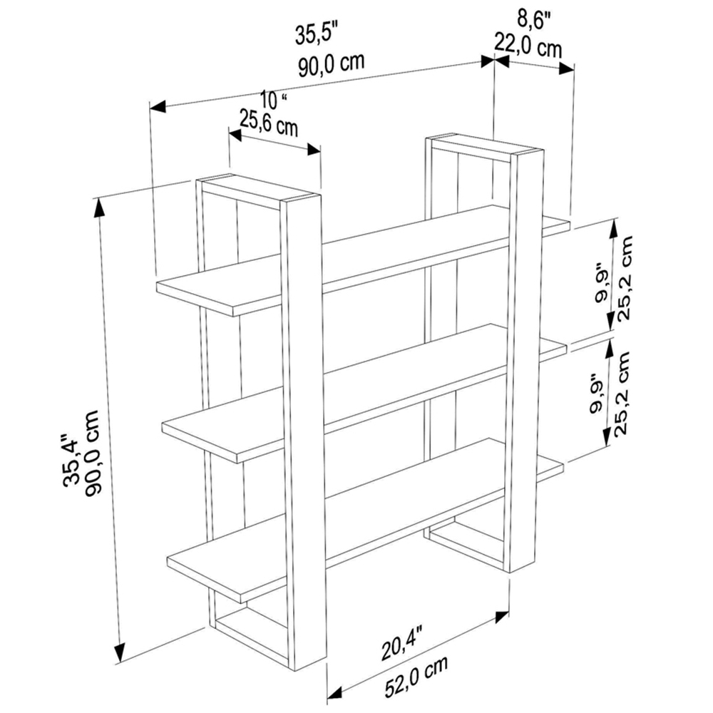 Decorotika Suno 3 Shelf Traverter Wall Mounted Display Unit Image 7