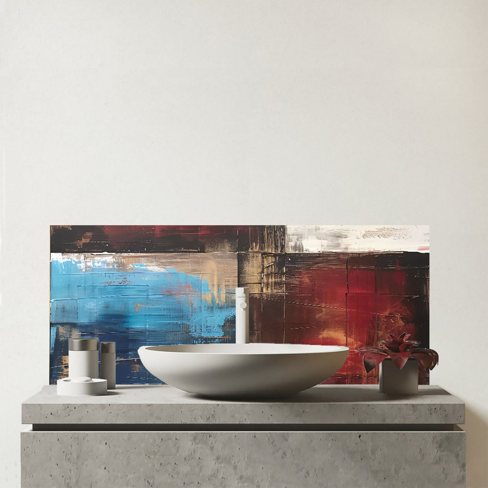 Warren Reed Designer Rustic Harmony in Bold Colours Glass Bathroom Splashback 25 x 60cm Image 1