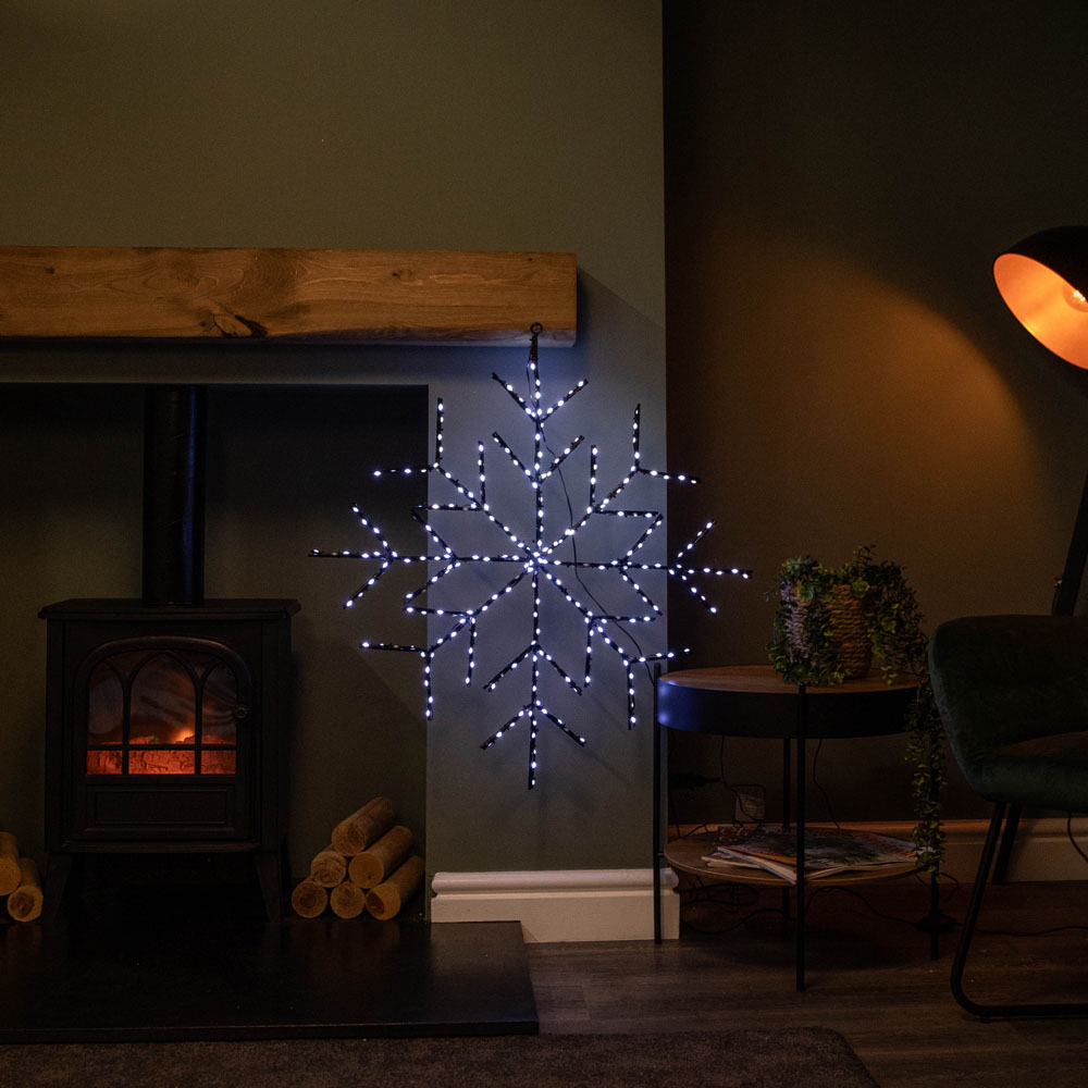 Premier FlexiBrights 250 Cool White LED Light Up Hanging Snowflake Christmas Decoration 76cm Image 9