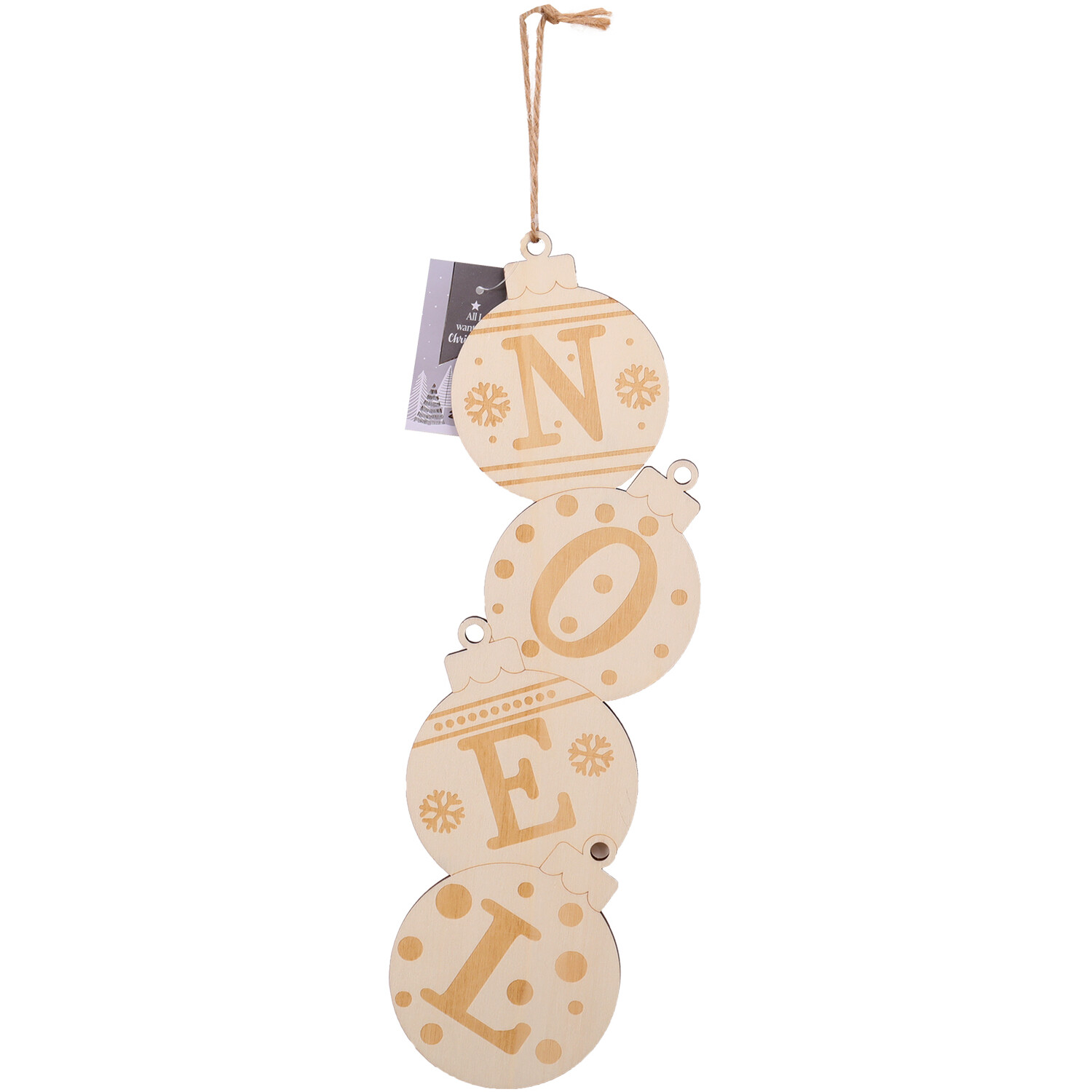 Wooden Noel Sign Hanging DecorationBrown Image 2