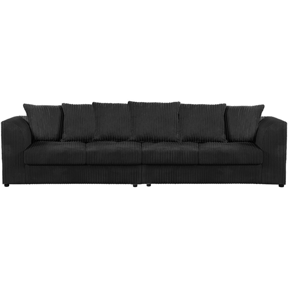 Luxor 4 Seater Black Jumbo Cord Scatter Back Sofa Image 2
